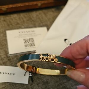 Coach Women's Gold and Green Bracelet